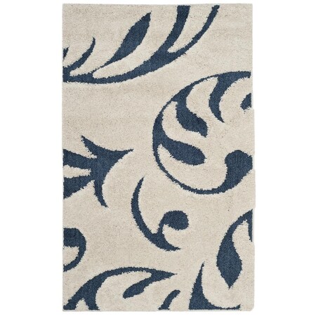 Safavieh Shag Small Rectangle RugsCream & Blue 3 ft. 3 in. x 5 ft. 3 in. SG468-1165-3